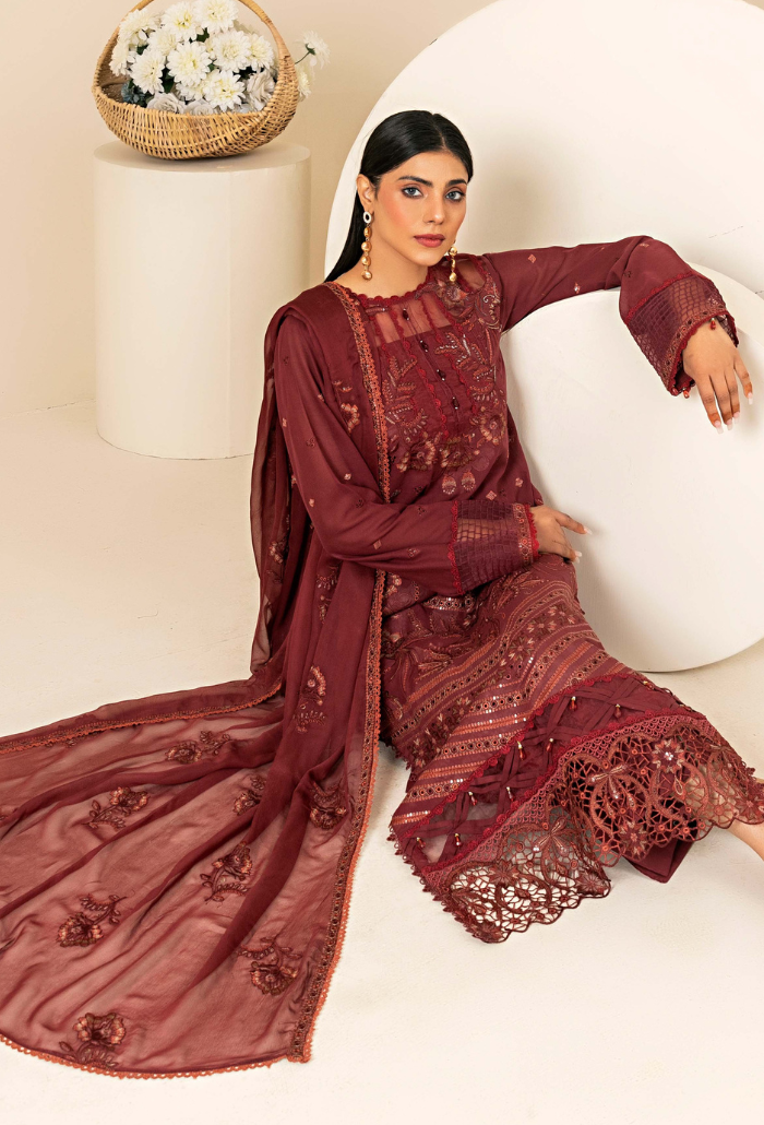 Flora by Humdum Embroidered Swiss Lawn Unstitched 3Pc Suit FS-05