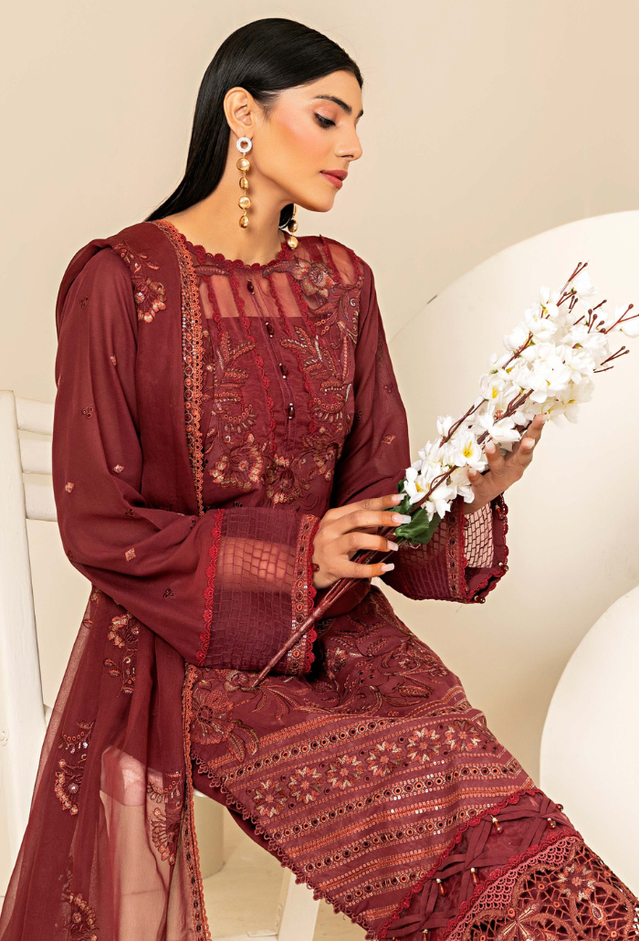 Flora by Humdum Embroidered Swiss Lawn Unstitched 3Pc Suit FS-05