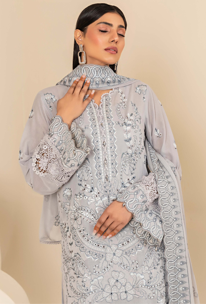 Flora by Humdum Embroidered Swiss Lawn Unstitched 3Pc Suit FS-06