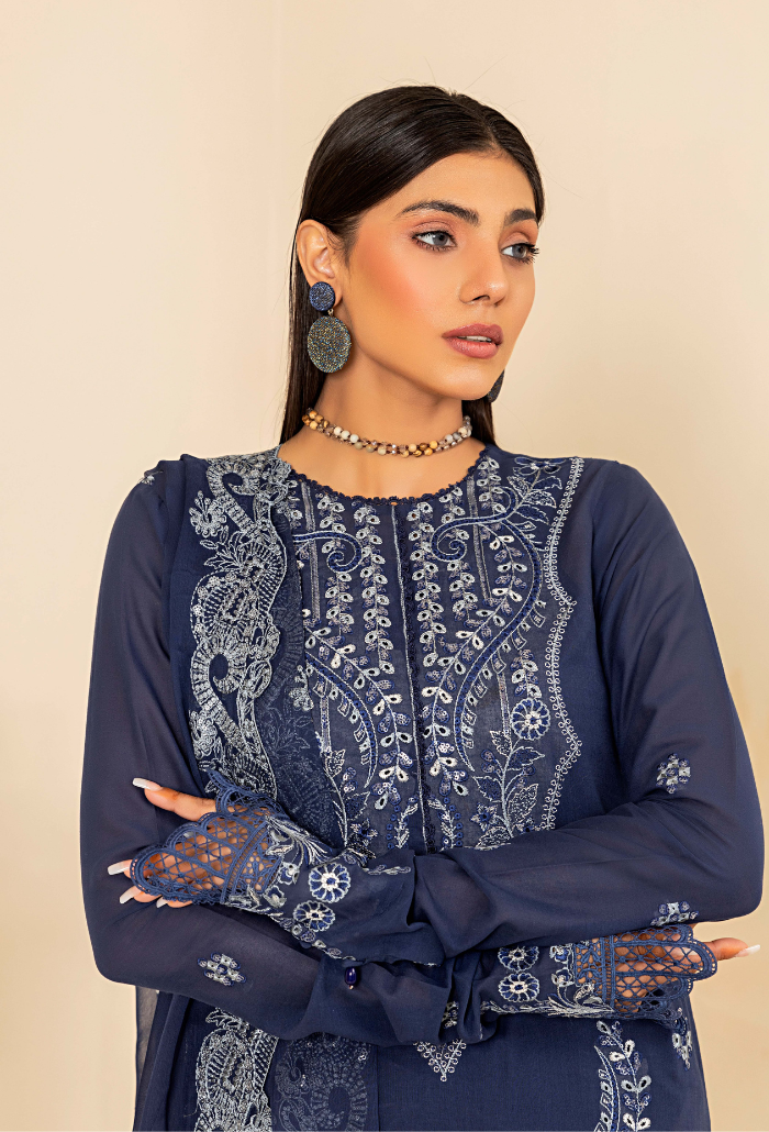 Flora by Humdum Embroidered Swiss Lawn Unstitched 3Pc Suit FS-07