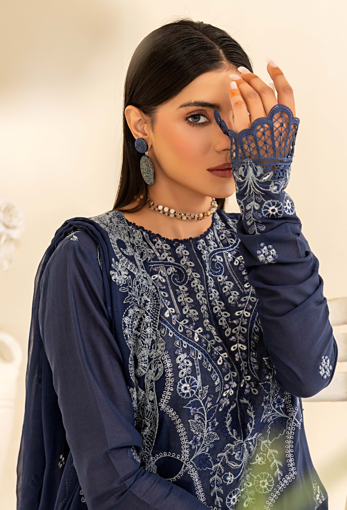 Flora by Humdum Embroidered Swiss Lawn Unstitched 3Pc Suit FS-07