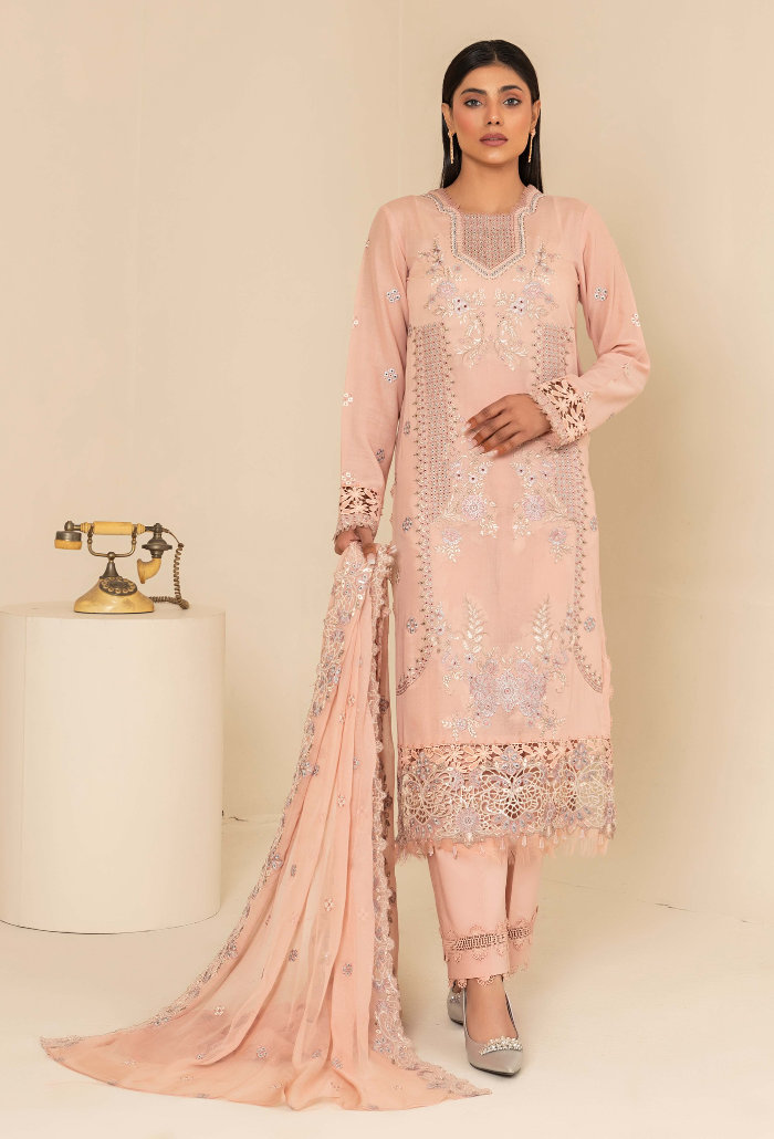 Flora by Humdum Embroidered Swiss Lawn Unstitched 3Pc Suit FS-10