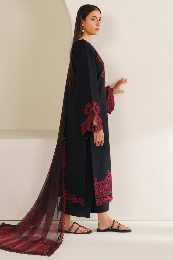 Farasha Summer Weaves Embroidered Lawn Unstitched 3Pc Suit - Floral Flame