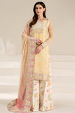 Farasha Fiorella Embroidered Chiffon Unstitched 3Pc Suit - Floral Ray