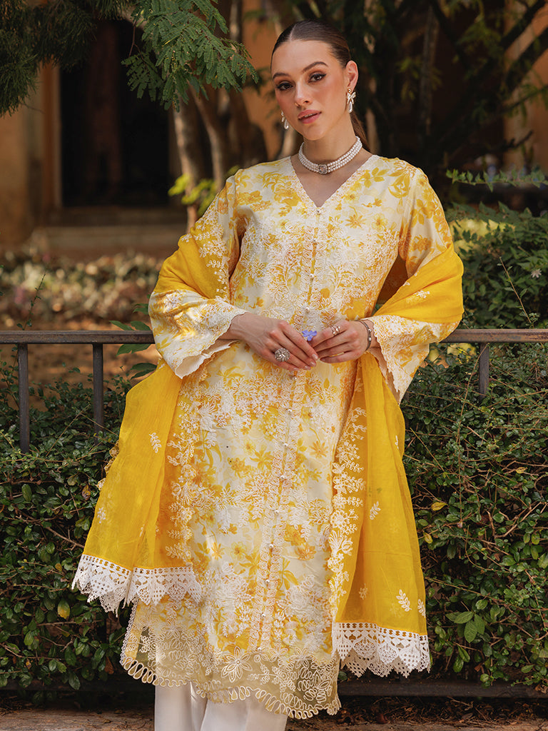 RajBari Nissa Floral Symphony Embroidered Lawn Unstitched 3Pc Suit D-01