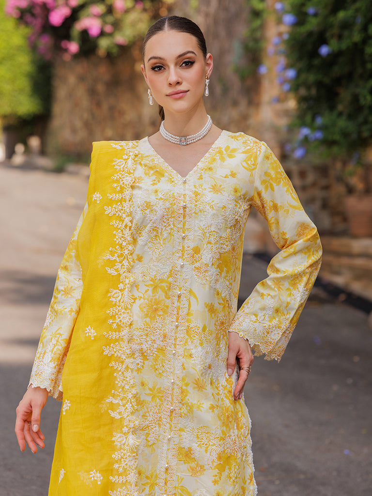 RajBari Nissa Floral Symphony Embroidered Lawn Unstitched 3Pc Suit D-01