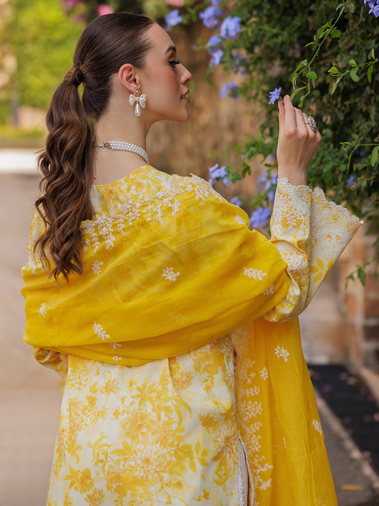 RajBari Nissa Floral Symphony Embroidered Lawn Unstitched 3Pc Suit D-01