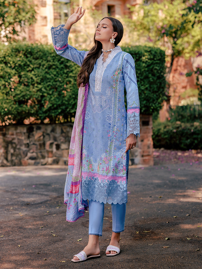 RajBari Nissa Floral Symphony Embroidered Lawn Unstitched 3Pc Suit D-02