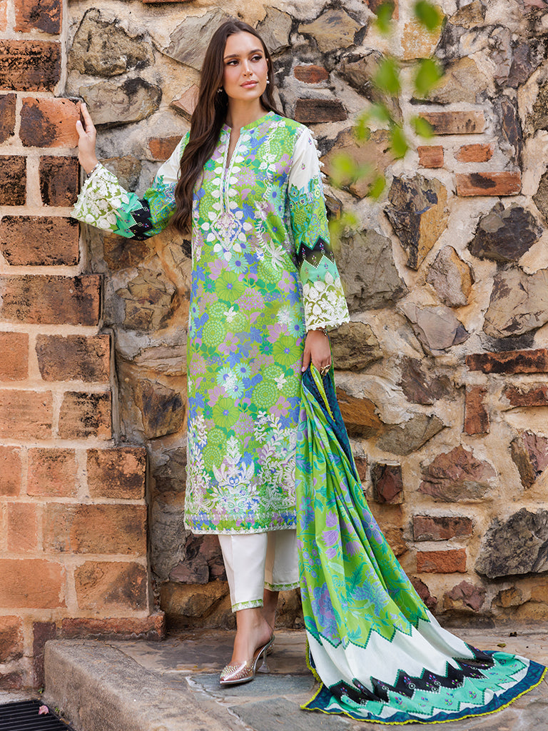 RajBari Nissa Floral Symphony Embroidered Lawn Unstitched 3Pc Suit D-04