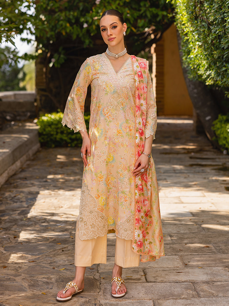 RajBari Nissa Floral Symphony Embroidered Lawn Unstitched 3Pc Suit D-05