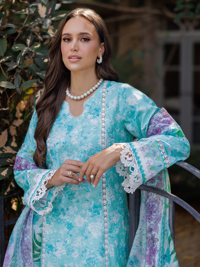 RajBari Nissa Floral Symphony Embroidered Lawn Unstitched 3Pc Suit D-09