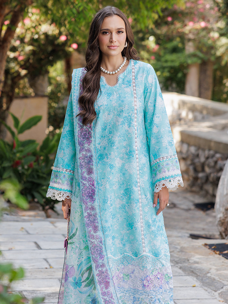 RajBari Nissa Floral Symphony Embroidered Lawn Unstitched 3Pc Suit D-09