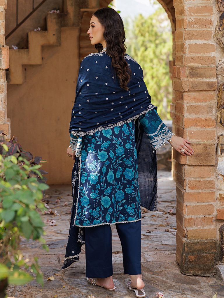 RajBari Nissa Floral Symphony Embroidered Lawn Unstitched 3Pc Suit D-12