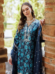 RajBari Nissa Floral Symphony Embroidered Lawn Unstitched 3Pc Suit D-12