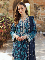 RajBari Nissa Floral Symphony Embroidered Lawn Unstitched 3Pc Suit D-12