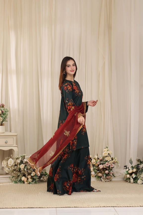 Feathers Threads of Poetry Unstitched Lawn 3Pc Suit Foliage Franchise-FT769