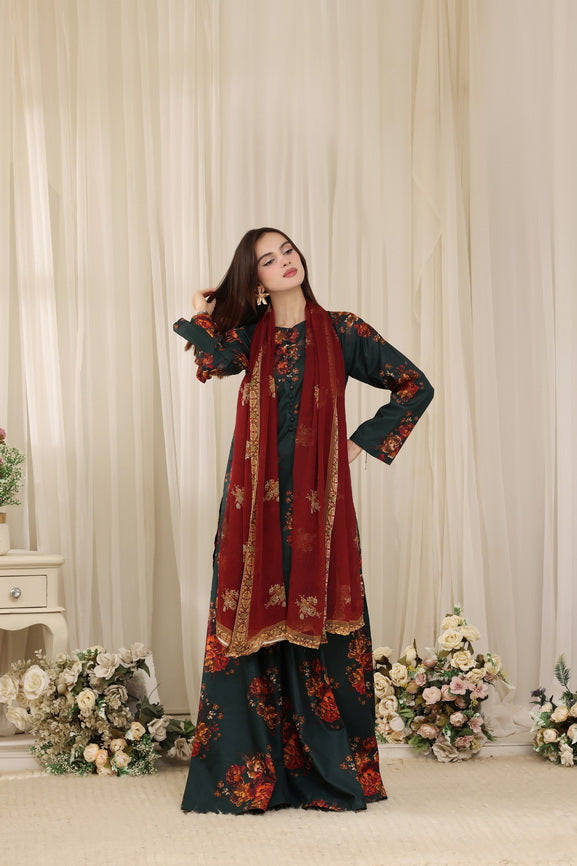 Feathers Threads of Poetry Unstitched Lawn 3Pc Suit Foliage Franchise-FT769