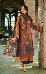 Asifa & Nabeel Meraki Embroidered Viscose Unstitched 3Pc Suit - Forest Calm