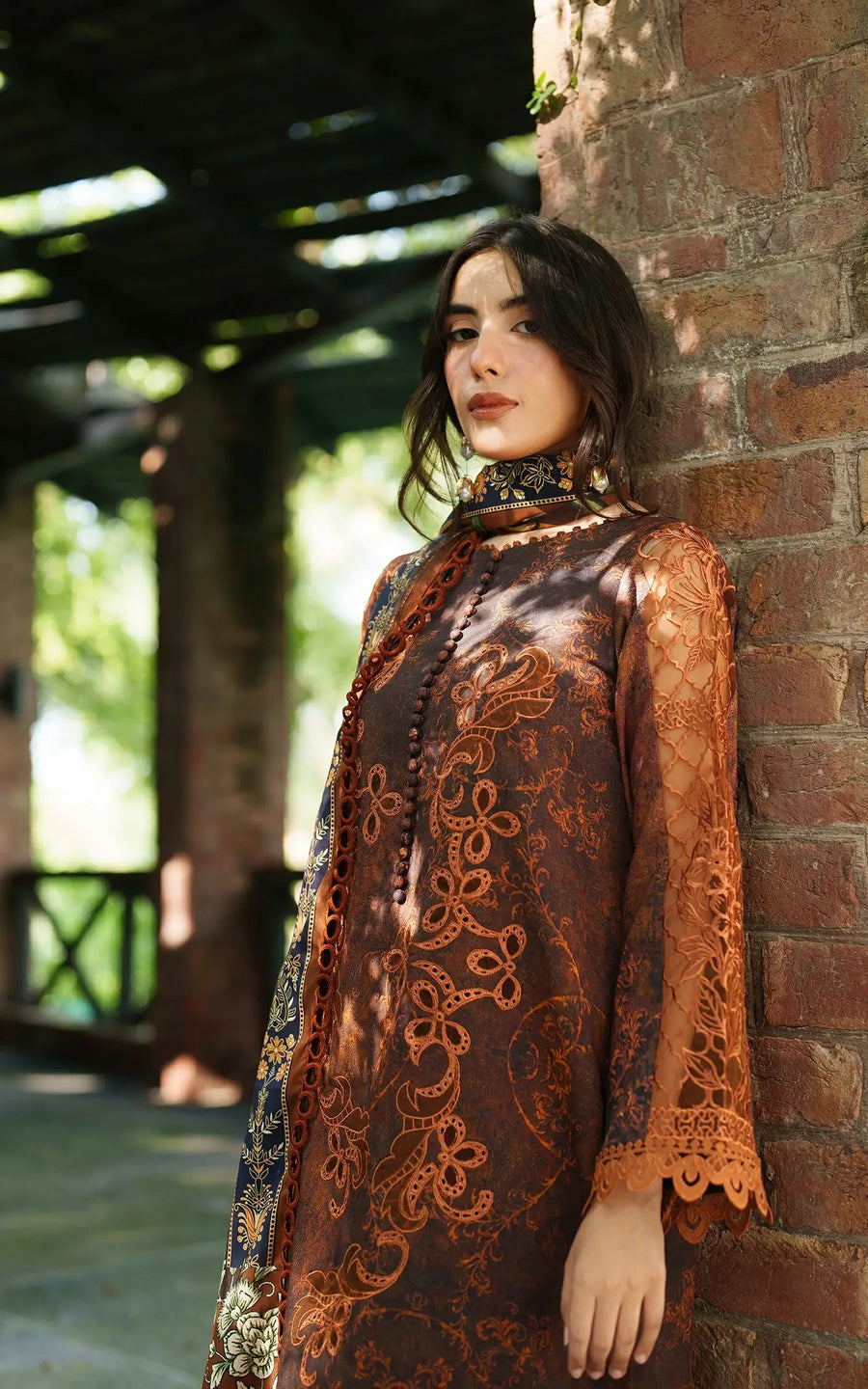 Asifa & Nabeel Meraki Embroidered Viscose Unstitched 3Pc Suit - Forest Calm