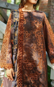 Asifa & Nabeel Meraki Embroidered Viscose Unstitched 3Pc Suit - Forest Calm