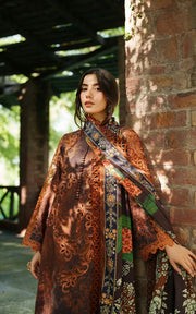 Asifa & Nabeel Meraki Embroidered Viscose Unstitched 3Pc Suit - Forest Calm