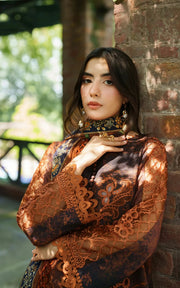 Asifa & Nabeel Meraki Embroidered Viscose Unstitched 3Pc Suit - Forest Calm