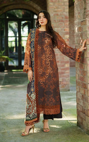 Asifa & Nabeel Meraki Embroidered Viscose Unstitched 3Pc Suit - Forest Calm