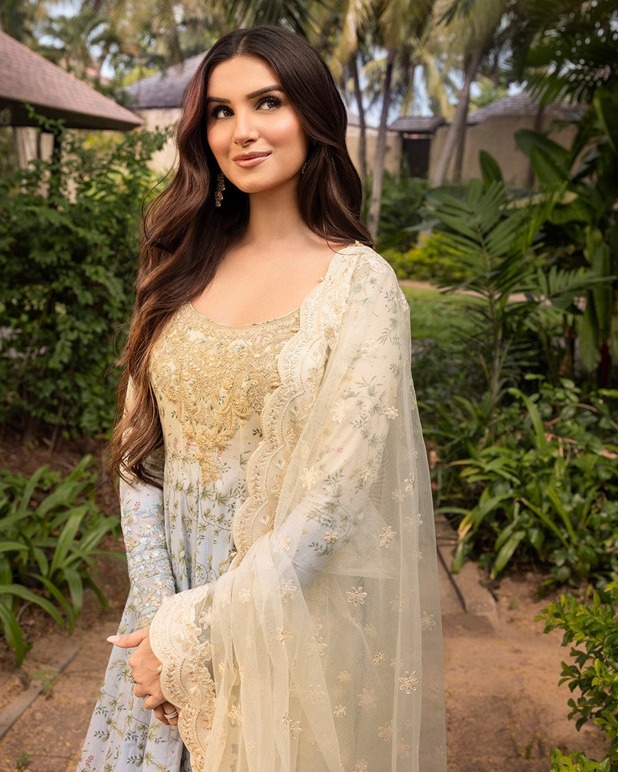 Faiza Saqlain Zinnia Embroidered Luxury Lawn Unstitched 3Pc Suit - Freesia