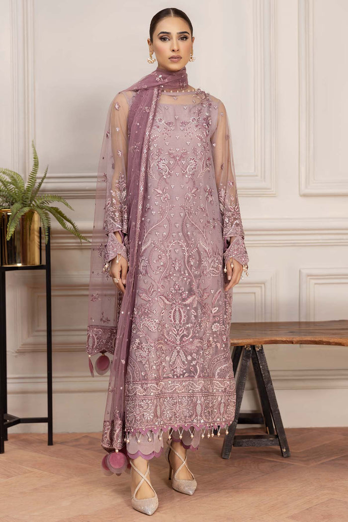 Farasha Luxury Formal Embroidered Net Unstitched 3Pc Suit - Freesia
