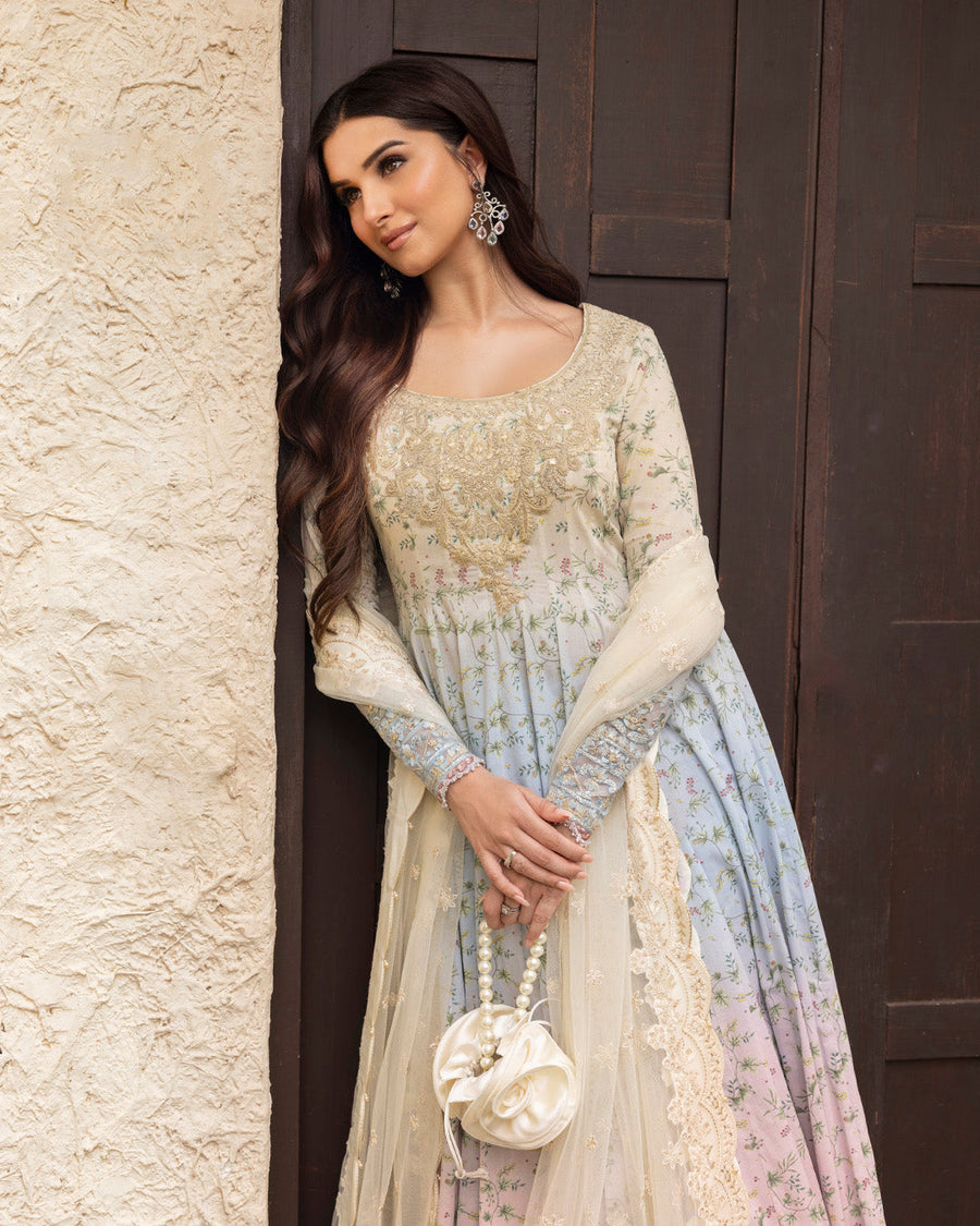 Faiza Saqlain Zinnia Embroidered Luxury Lawn Unstitched 3Pc Suit - Freesia