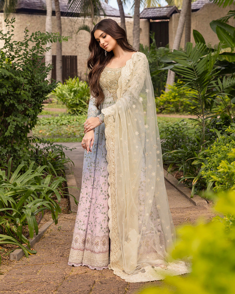 Faiza Saqlain Zinnia Embroidered Luxury Lawn Unstitched 3Pc Suit - Freesia