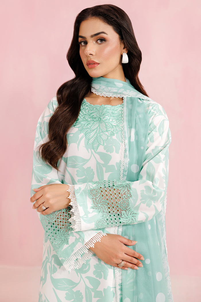 Farasha Summer Essentials Embroidered Lawn Unstitched 3Pc Suit - Frost Petal