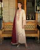 Hemline by Mushq Bukhara Embroidered Karandi Unstitched 3Pc Suit - Frosted Dome