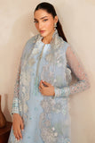 Farasha Luxury Embroidered Chiffon Unstitched 3Pc Suit - Frosted Mist