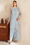 Farasha Luxury Embroidered Chiffon Unstitched 3Pc Suit - Frosted Mist