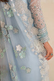 Farasha Luxury Embroidered Chiffon Unstitched 3Pc Suit - Frosted Mist