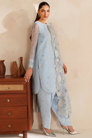 Farasha Luxury Embroidered Chiffon Unstitched 3Pc Suit - Frosted Mist