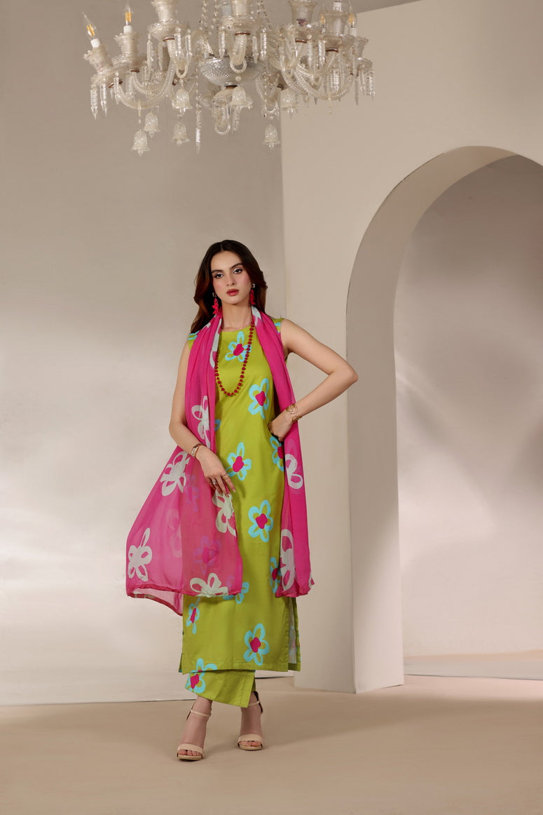 Feathers Premium Printed Lawn Unstitched 3Pc Suit Fuchsia Bloom-FT652