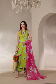 Feathers Premium Printed Lawn Unstitched 3Pc Suit Fuchsia Bloom-FT652