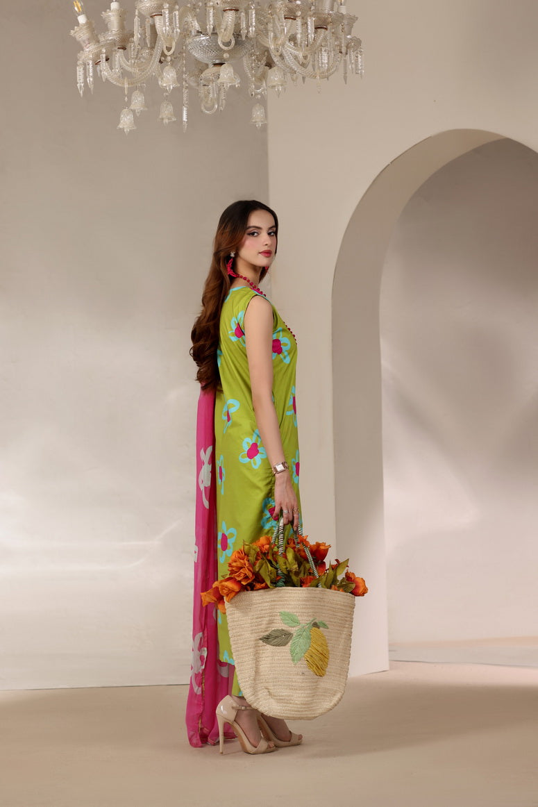 Feathers Premium Printed Lawn Unstitched 3Pc Suit Fuchsia Bloom-FT652
