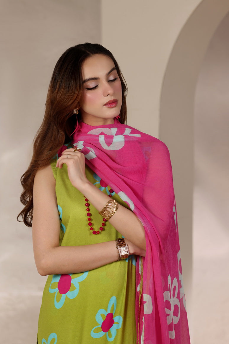 Feathers Premium Printed Lawn Unstitched 3Pc Suit Fuchsia Bloom-FT652