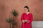 Feathers Premium Embroidered Lawn Unstitched 3Pc Suit - Fuchsia Cameo Trim