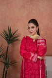 Feathers Premium Embroidered Lawn Unstitched 3Pc Suit - Fuchsia Cameo Trim