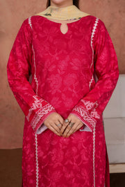 Feathers Premium Embroidered Lawn Unstitched 3Pc Suit - Fuchsia Cameo Trim