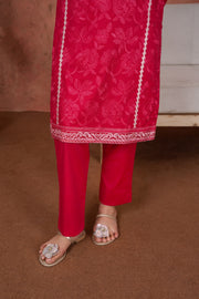 Feathers Premium Embroidered Lawn Unstitched 3Pc Suit - Fuchsia Cameo Trim