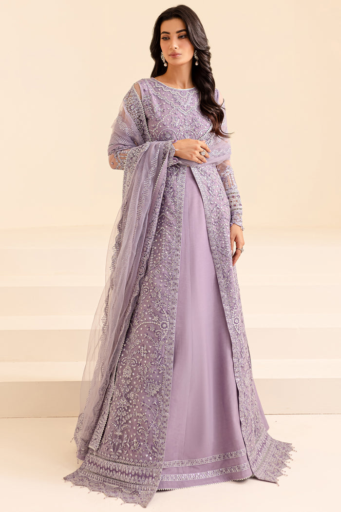 Farasha Luxury Formal Embroidered Net Unstitched 3Pc Suit - Fuchsia Fantasy