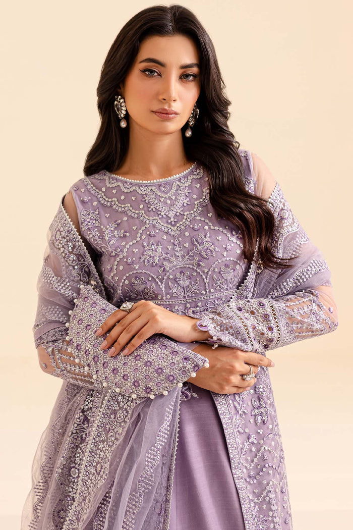 Farasha Luxury Formal Embroidered Net Unstitched 3Pc Suit - Fuchsia Fantasy