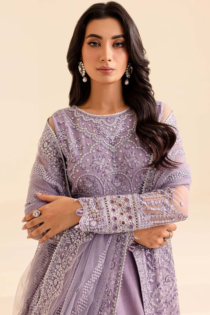 Farasha Luxury Formal Embroidered Net Unstitched 3Pc Suit - Fuchsia Fantasy