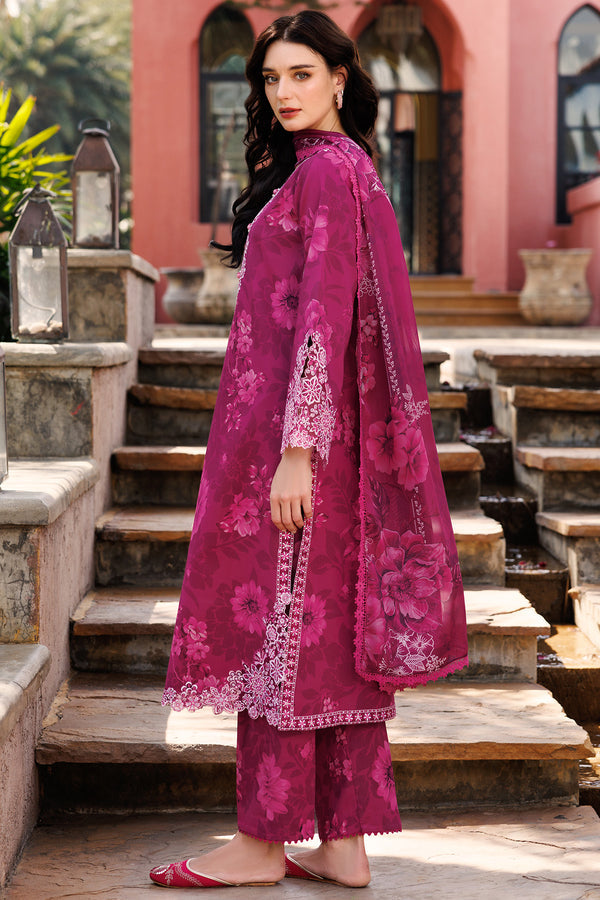 Farasha Summer Essentials Embroidered Lawn Unstitched 3Pc Suit - Fuchsia Flare