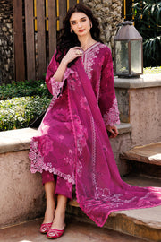 Farasha Summer Essentials Embroidered Lawn Unstitched 3Pc Suit - Fuchsia Flare